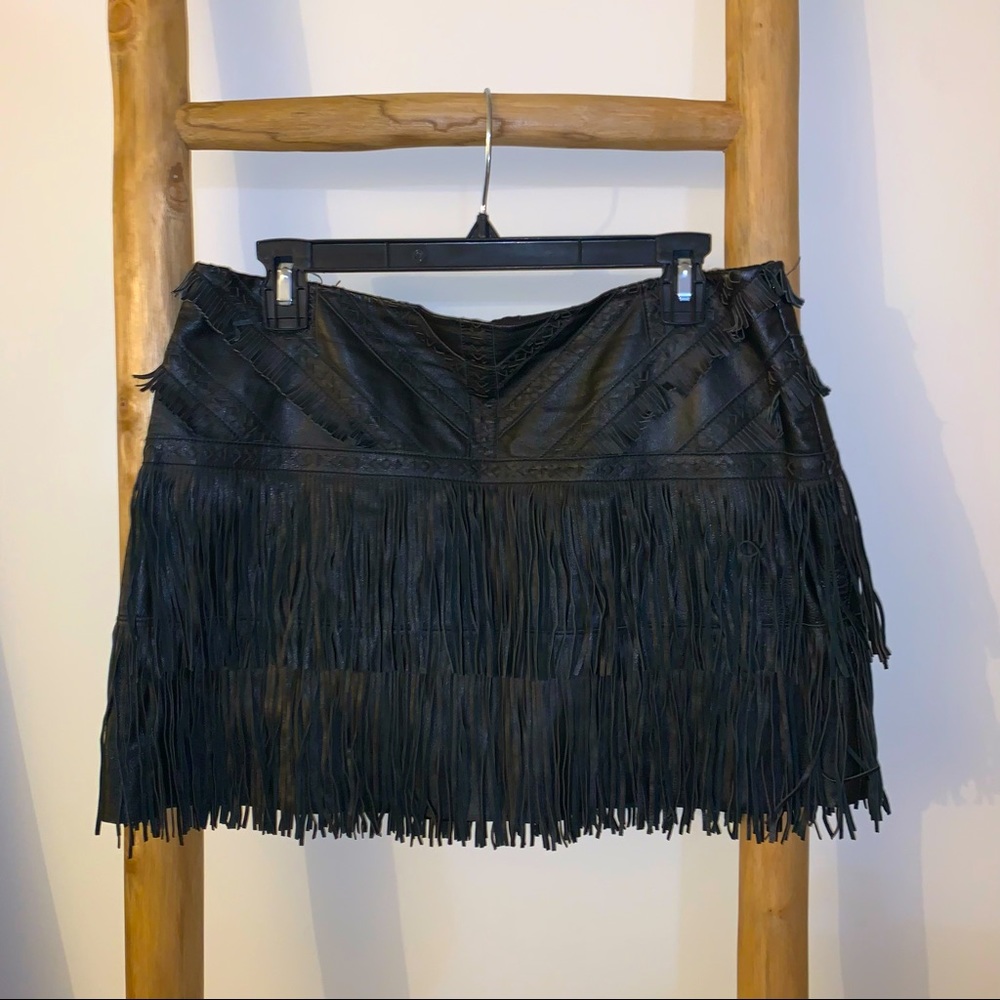 Parker Leather Fringe mini skirt